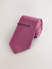 Raspberry Pink Texture Tie with Clip - Image 1 of 3