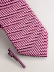 Raspberry Pink Texture Tie with Clip - Image 2 of 3