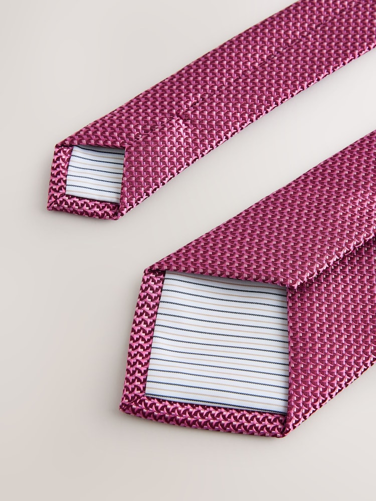 Raspberry Pink Texture Tie with Clip - Image 3 of 3