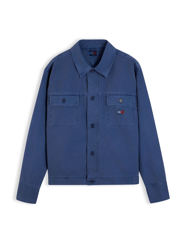 Көк - Tommy Jeans текстуралы балық сүйегі бар үлкен жейде - 5суретінің 5 суреті