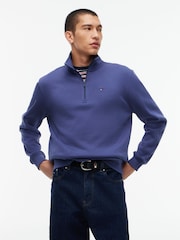 Tommy Jeans Blue Tommy Flag Quarter-Zip Sweatshirt - Image 1 of 5