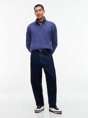 Tommy Jeans Blue Tommy Flag Quarter-Zip Sweatshirt - Image 2 of 5