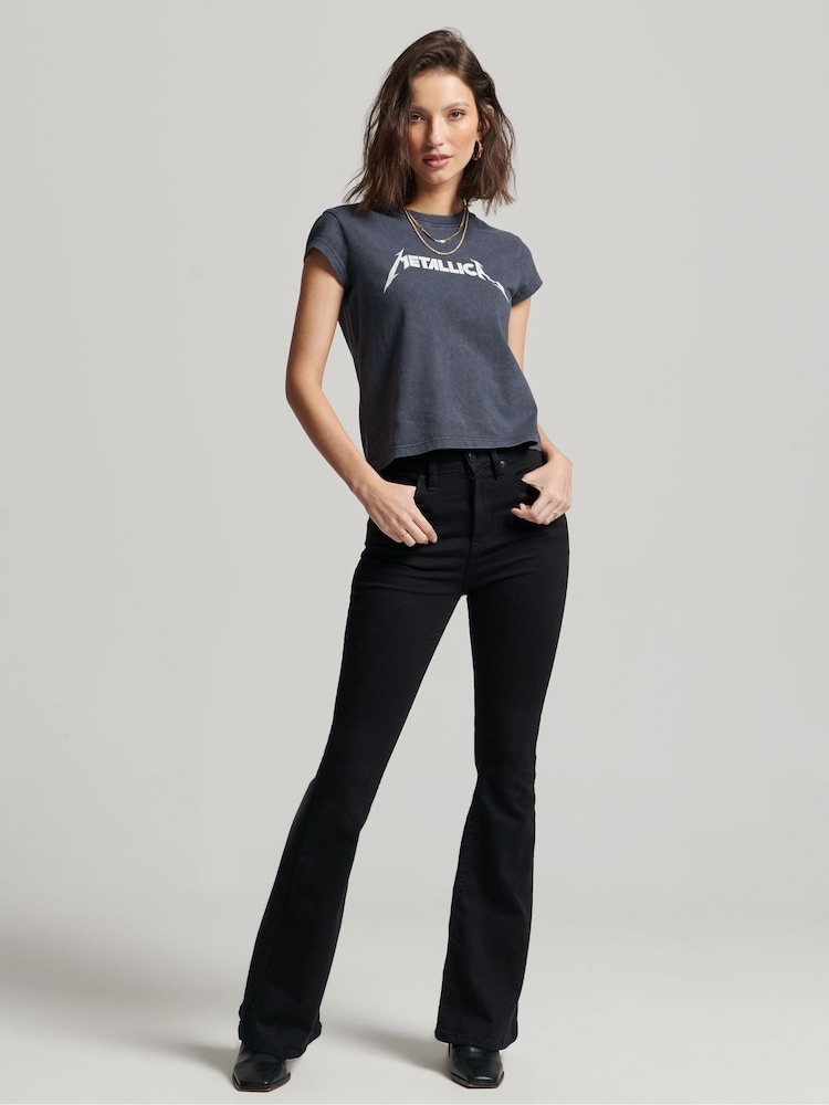 Superdry Black 100% Cotton Metallica Cap Band T-Shirt - Image 2 of 4