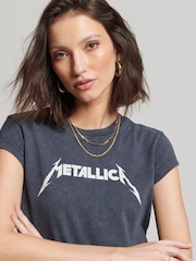 Superdry Black 100% Cotton Metallica Cap Band T-Shirt - Image 4 of 4
