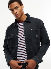 Tommy Jeans Black Corduroy Collar Oversized Canvas Overshirt - Image 4 of 5
