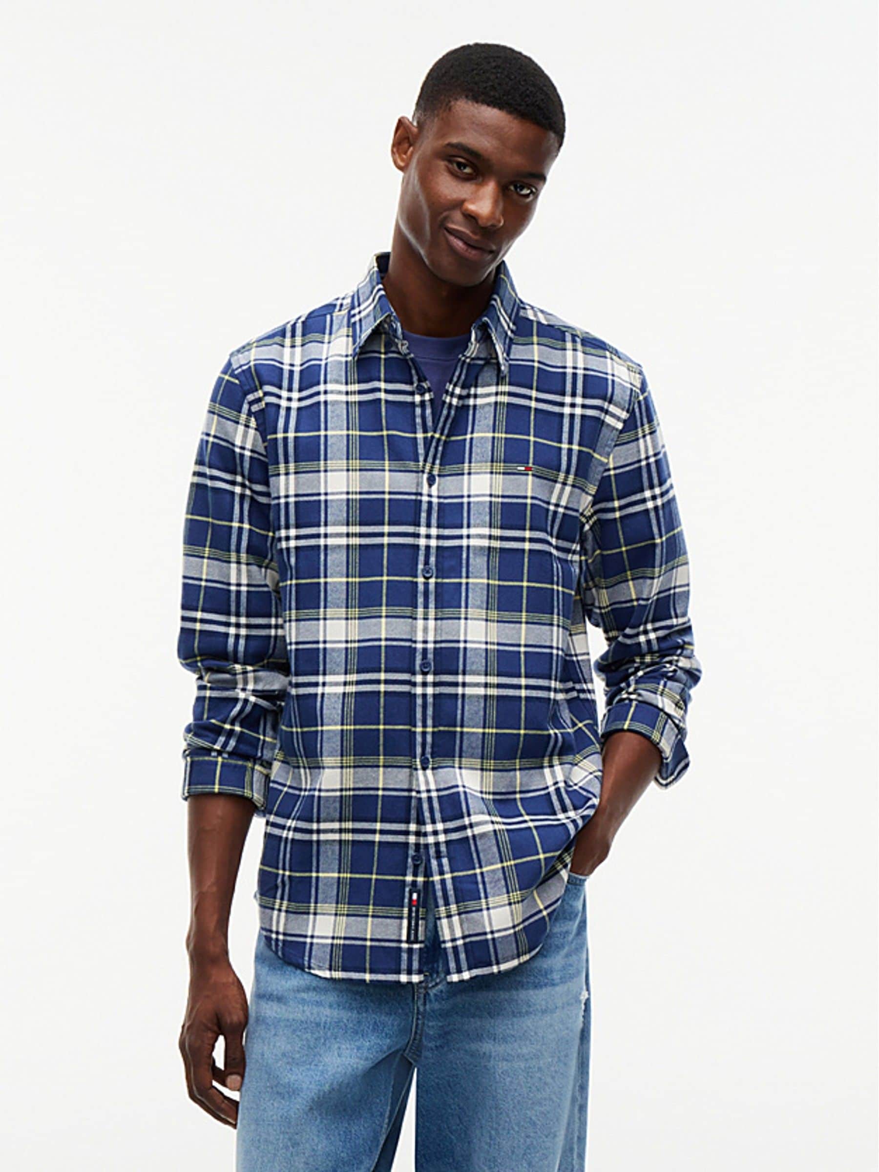 Tommy Jeans Men's Flannel Check Long-Sleeve Shirt - Navy Check - XL - Image 2