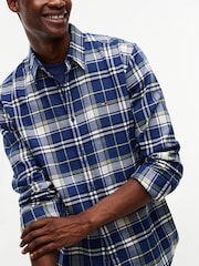 Tommy Jeans Blue Regular Fit Check Brushed Flannel Shirt - Image 3 of 5