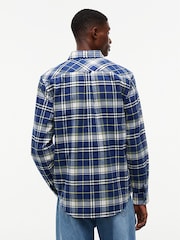 Tommy Jeans Blue Regular Fit Check Brushed Flannel Shirt - Image 4 of 5