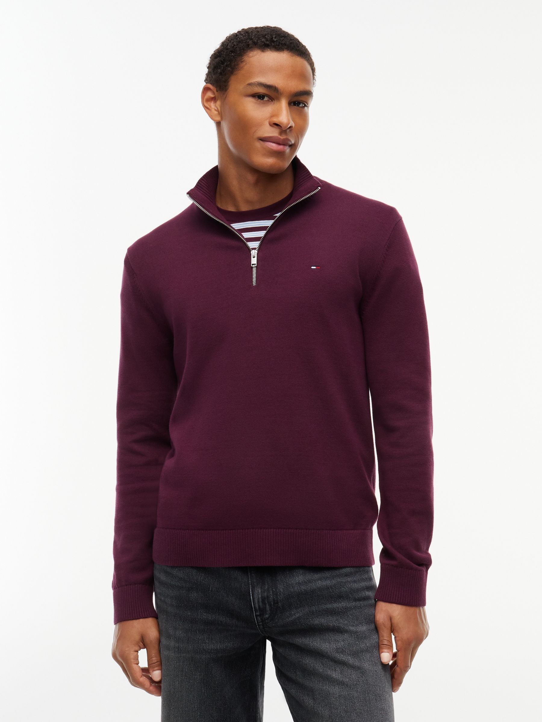 Tommy Jeans Men's TJM SLM Ess Light ¼ Zip SWTR Ext Dm0dm21654 Half Zip Sweater (Pack of 1) - Image 3