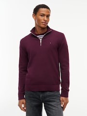 Красный - Легкий узкий джемпер с короткой молнией и логотипом Tommy Hilfiger - Изображение 1 5