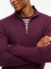 Красный - Легкий узкий джемпер с короткой молнией и логотипом Tommy Hilfiger - Изображение 4 5