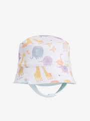 White Reversible Noahs Ark Print Baby Bucket Hat (0mths-2yrs) - Image 1 of 4