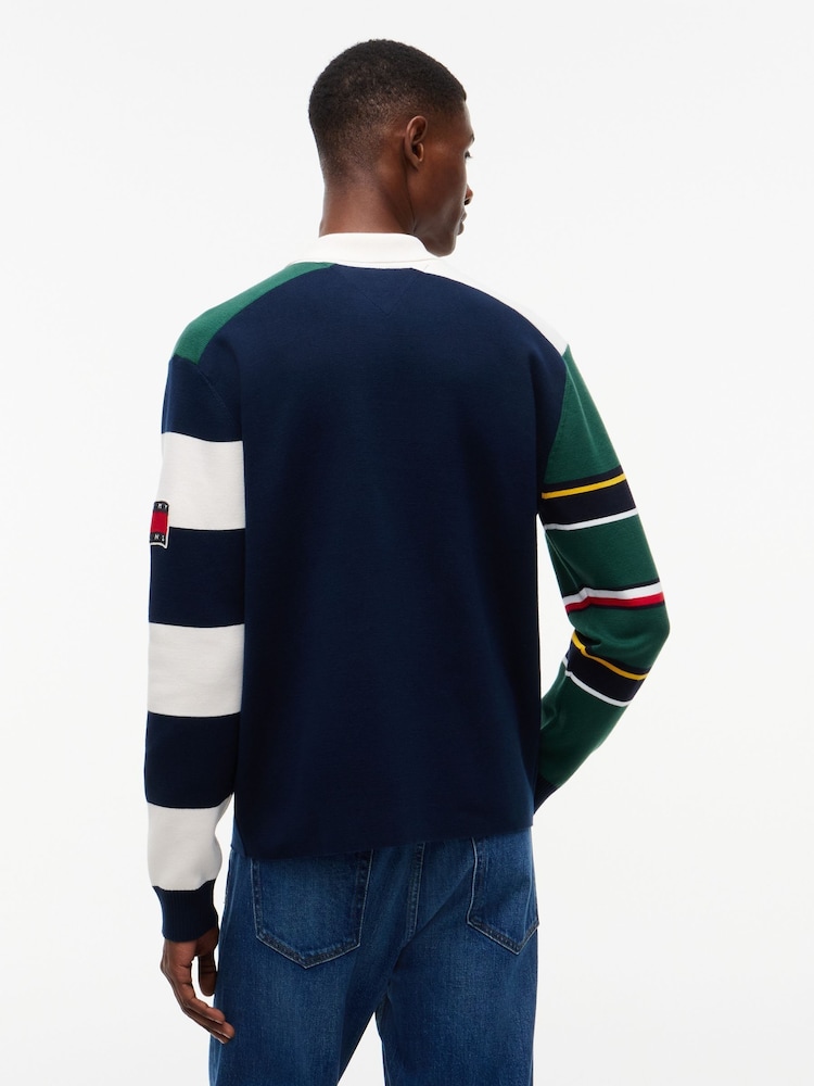 Tommy Jeans Colour-Blocked Knit Rugby Shirt - Imaginea 2 din 5
