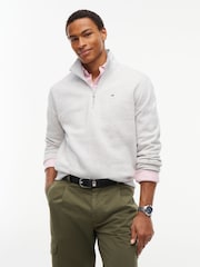Tommy Jeans Grey Flag Quarter-Zip Sweatshirt - Image 1 of 5