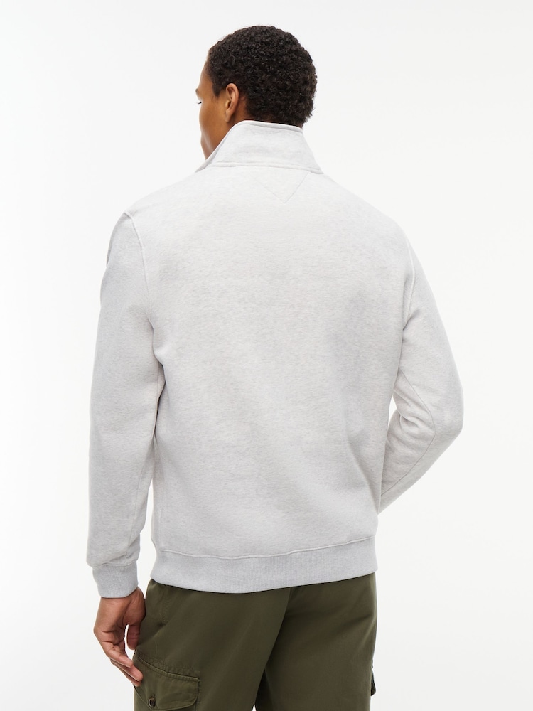 Tommy Jeans Grey Flag Quarter-Zip Sweatshirt - Image 2 of 5