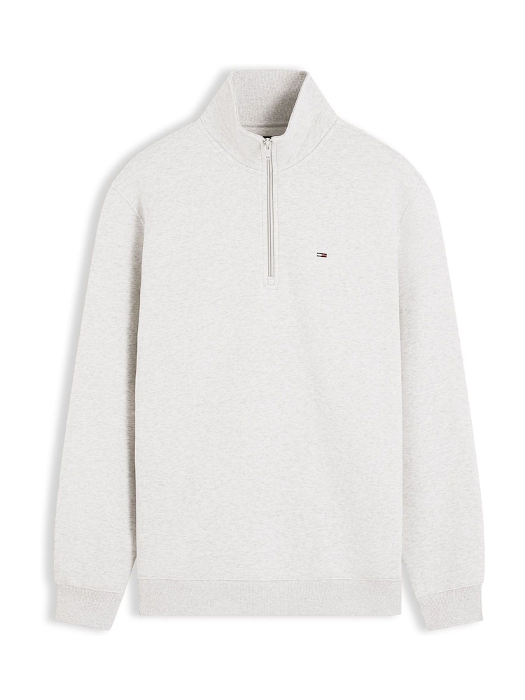 Tommy Jeans Grey Flag Quarter-Zip Sweatshirt - Image 5 of 5