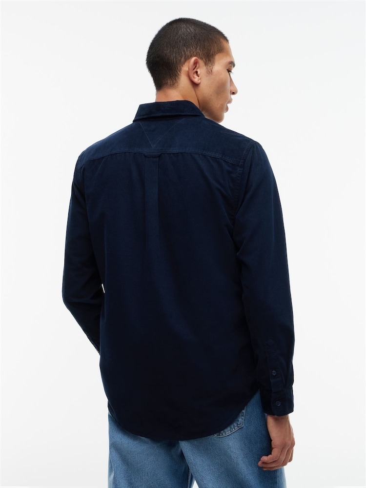 Tommy Jeans Blue Regular Fit Button Down Corduroy Shirt - Image 2 of 5