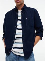 Tommy Jeans Blue Regular Fit Button Down Corduroy Shirt - Image 4 of 5