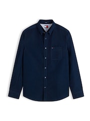 Tommy Jeans Blue Regular Fit Button Down Corduroy Shirt - Image 5 of 5