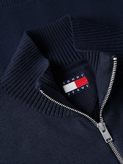 Синий - Легкий узкий джемпер с короткой молнией и логотипом Tommy Hilfiger - Изображение 7 7