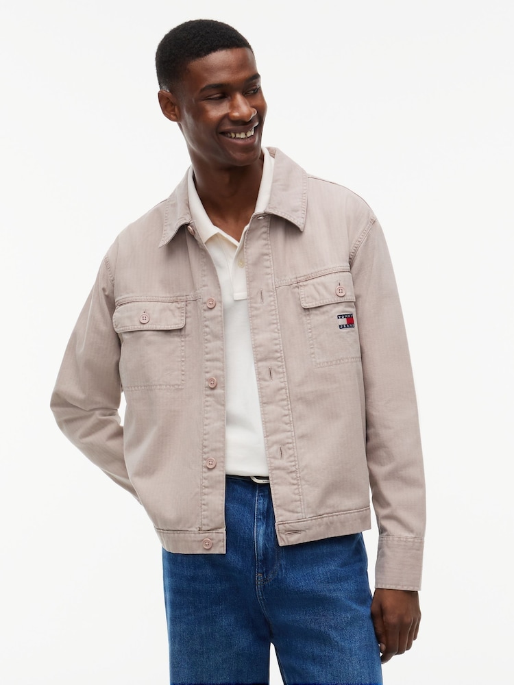 Қоңыр - Tommy Jeans текстуралы балық сүйегі бар үлкен жейде - 5суретінің 1 суреті