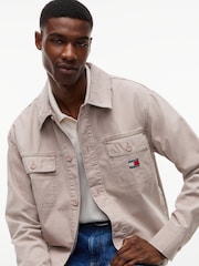 Қоңыр - Tommy Jeans текстуралы балық сүйегі бар үлкен жейде - 5суретінің 4 суреті