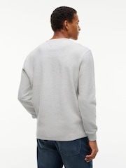 Tommy Jeans Grey Washed Waffle Knit Henley Long Sleeve T-Shirt - Image 3 of 5