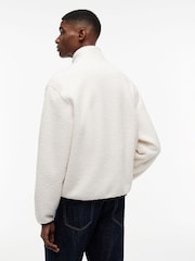 Tommy Jeans Cream Badge Teddy Relaxed Zip-Thru Sweatshirt - Image 2 of 5