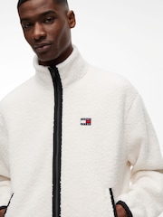 Tommy Jeans Cream Badge Teddy Relaxed Zip-Thru Sweatshirt - Image 3 of 5
