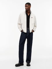 Tommy Jeans Cream Badge Teddy Relaxed Zip-Thru Sweatshirt - Image 4 of 5
