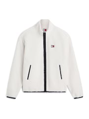 Tommy Jeans Cream Badge Teddy Relaxed Zip-Thru Sweatshirt - Image 5 of 5