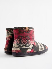 Black/Red Print Borg Lined Boot Slippers - Image 3 of 6