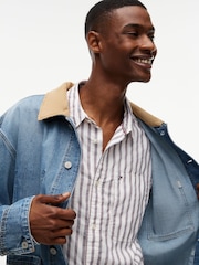 Tommy Jeans Brown Boxy Fit Stripe Dobby Shirt - Image 4 of 6