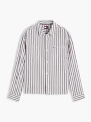 Tommy Jeans Brown Boxy Fit Stripe Dobby Shirt - Image 5 of 6