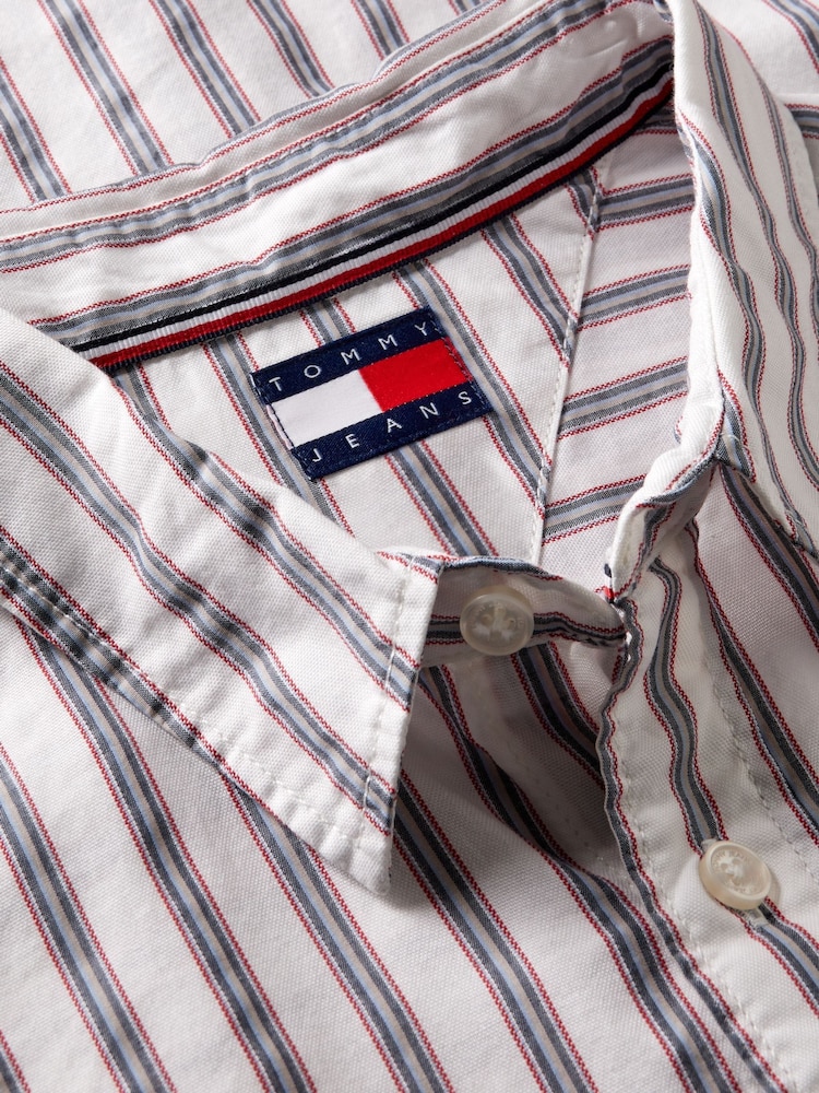 Tommy Jeans Brown Boxy Fit Stripe Dobby Shirt - Image 6 of 6 Tommy Jeans Brown Boxy Fit Stripe Dobby Shirt - Image 6 of 6