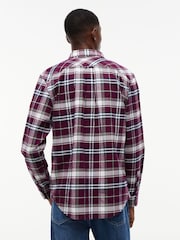 Tommy Jeans Red Regular Fit Check Brushed Flannel Shirt - Image 2 of 5