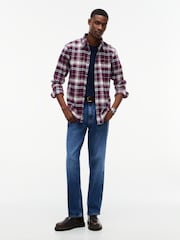 Tommy Jeans Red Regular Fit Check Brushed Flannel Shirt - Image 3 of 5