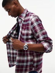 Tommy Jeans Red Regular Fit Check Brushed Flannel Shirt - Image 4 of 5