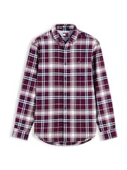 Tommy Jeans Red Regular Fit Check Brushed Flannel Shirt - Image 5 of 5