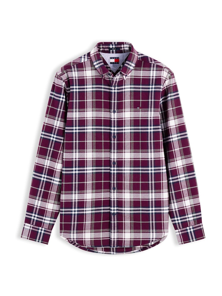 Tommy Jeans Red Regular Fit Check Brushed Flannel Shirt - Image 5 of 5 Tommy Jeans Red Regular Fit Check Brushed Flannel Shirt - Image 5 of 5