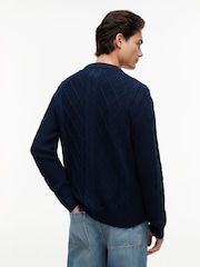 Tommy Hilfiger Blue Tommy Flag Cable Knit Jumper - Image 2 of 5