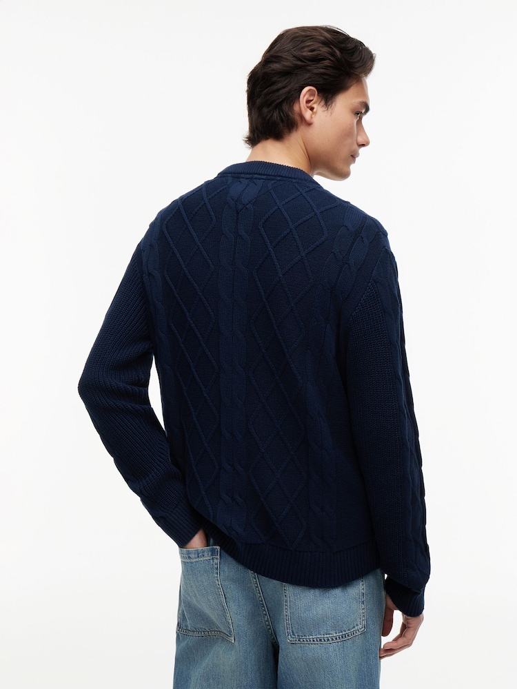 Tommy Hilfiger Blue Tommy Flag Cable Knit Jumper - Image 2 of 5