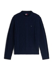 Tommy Hilfiger Blue Tommy Flag Cable Knit Jumper - Image 5 of 5