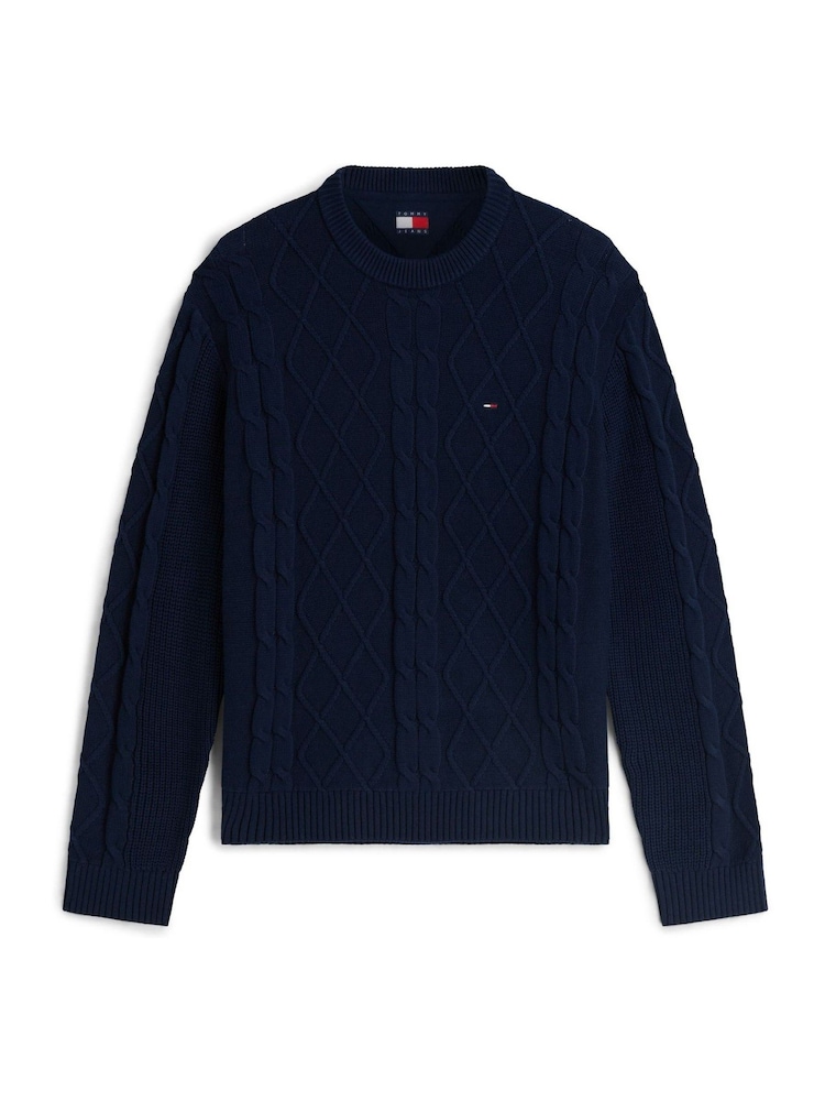 Tommy Hilfiger Blue Tommy Flag Cable Knit Jumper - Image 5 of 5