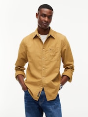 Tommy Jeans Brown Regular Fit Button Down Corduroy Shirt - Image 1 of 5