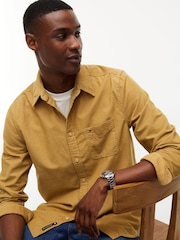 Tommy Jeans Brown Regular Fit Button Down Corduroy Shirt - Image 4 of 5