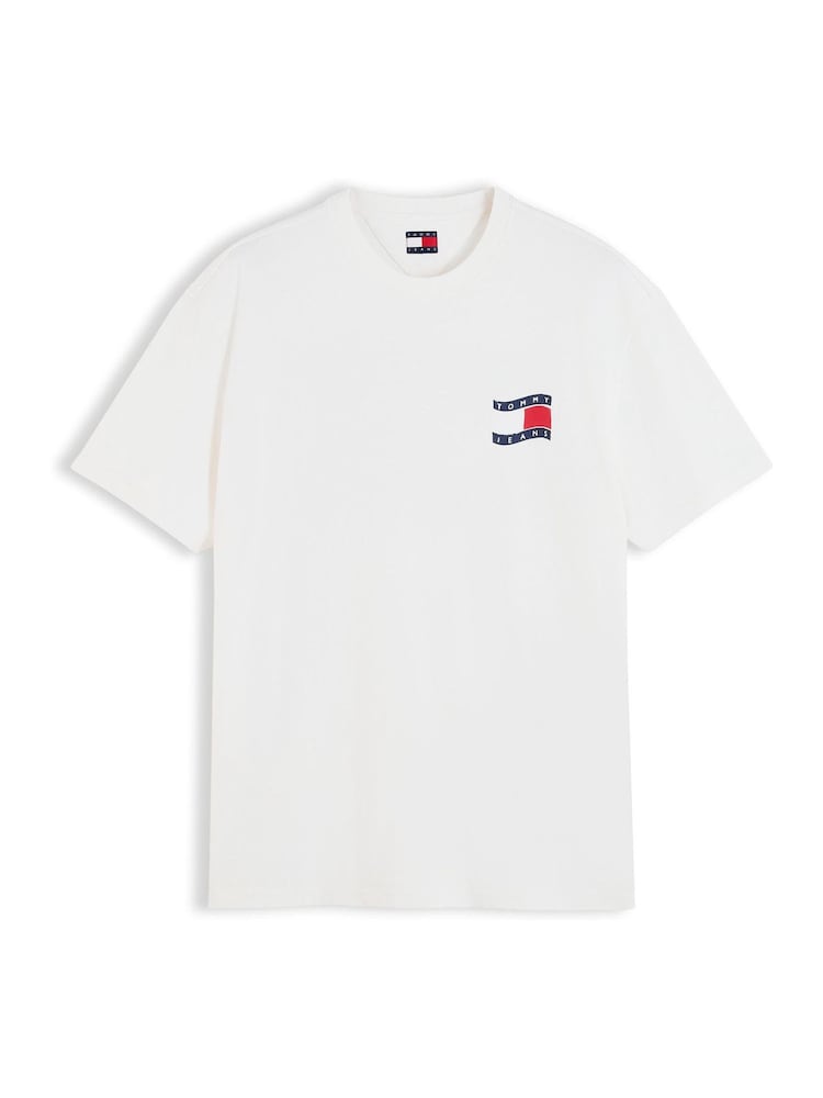 Tommy Jeans White Wavy Flag Back Logo Relaxed T-Shirt - Image 5 of 5