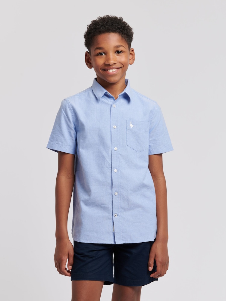 Jack Wills Blue Boys Short Sleeve Oxford Shirt - Image 1 of 8