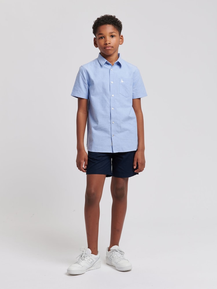 Jack Wills Blue Boys Short Sleeve Oxford Shirt - Image 2 of 8