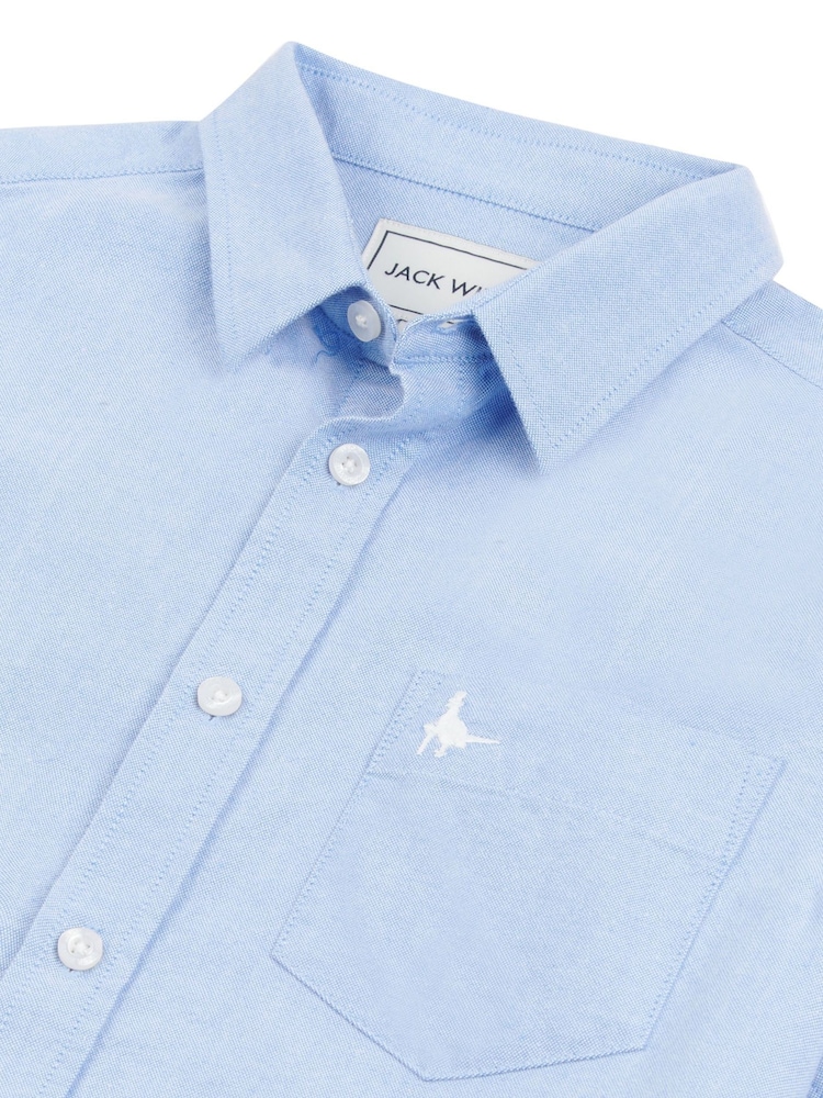 Jack Wills Blue Boys Short Sleeve Oxford Shirt - Image 8 of 8